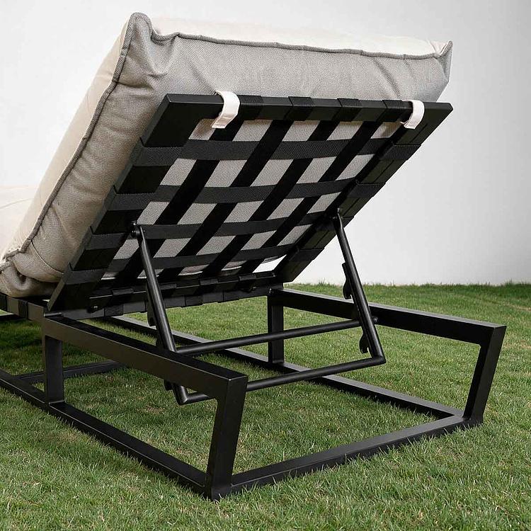 Садовый шезлонг-лежак Reef Lounger, Black акриловая ткань Light Stone - ракурс 8