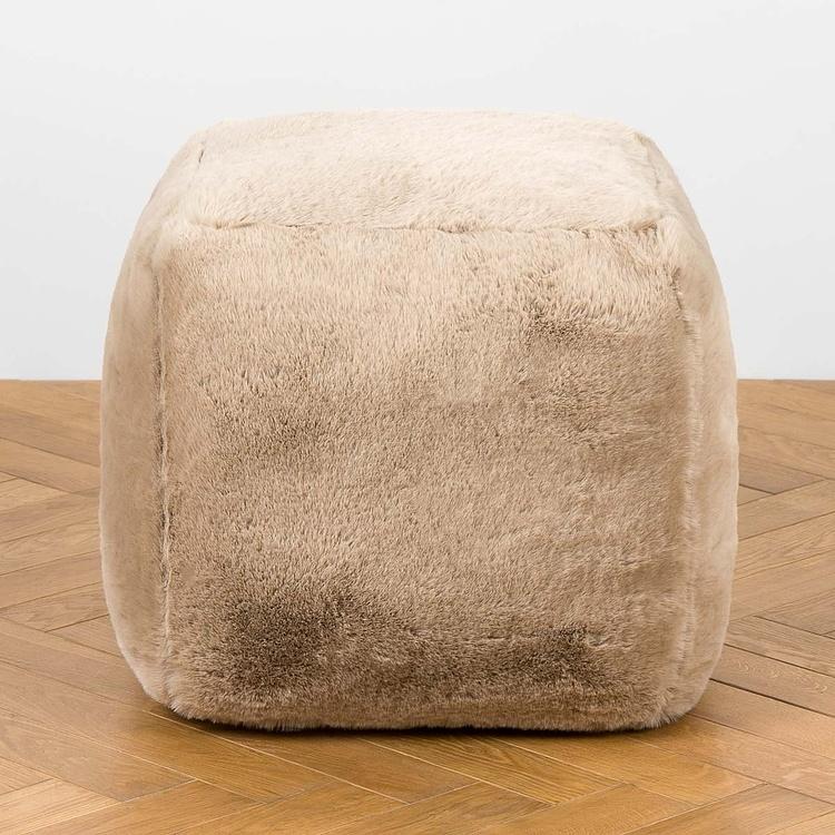 Пуфик Alaska Square Pouf Small искусственный мех Big Bear Pewter - ракурс 2