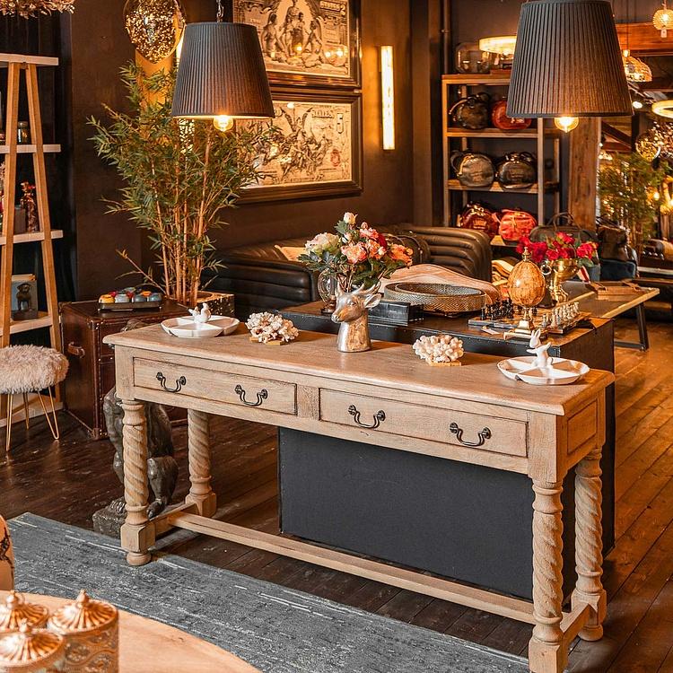 Серый консольный стол с двумя ящиками Турень Touraine 2 Drawers Console Grey