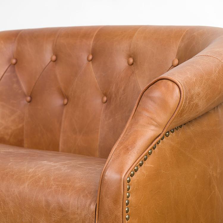 Двухместный кожаный диван Маршал, песочные ножки Marshall 2 Seater, Oak Sandwashed Leather