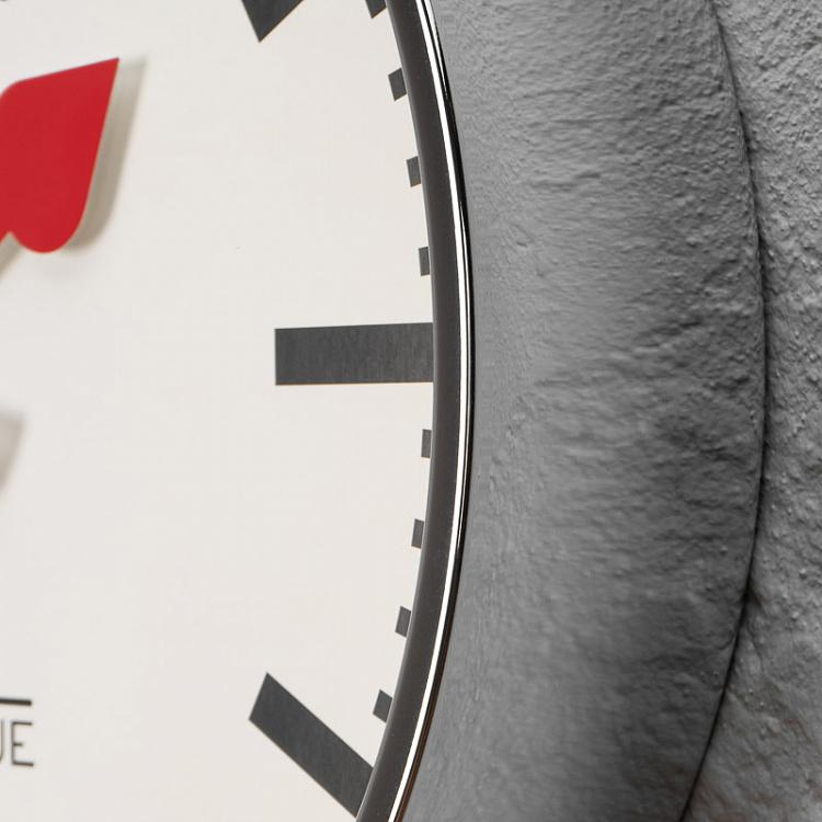 Хромированные настенные часы с красными стрелками Ретро Chrome Retro Wall Clock With Red Hands