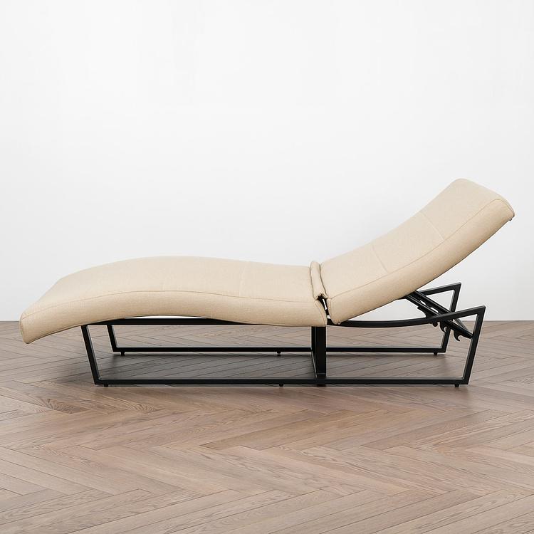 Садовый шезлонг-лежак Wave Lounger, Black акриловая ткань Heather Beige - ракурс 3