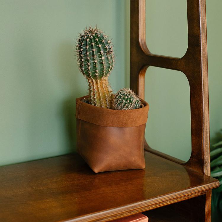 Корзина для хранения Leather Storage Basket Small натуральная кожа Caramel - ракурс 4