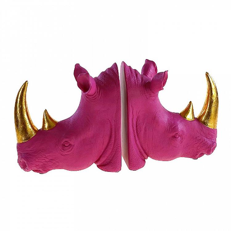 Набор из двух держателей для книг Пурпурные носороги Bookend Rhinos Magenta