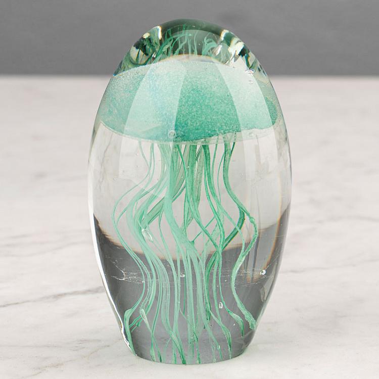 Пресс-папье Светло-зелёная медуза Glass Paperweight Light Green Jellyfish