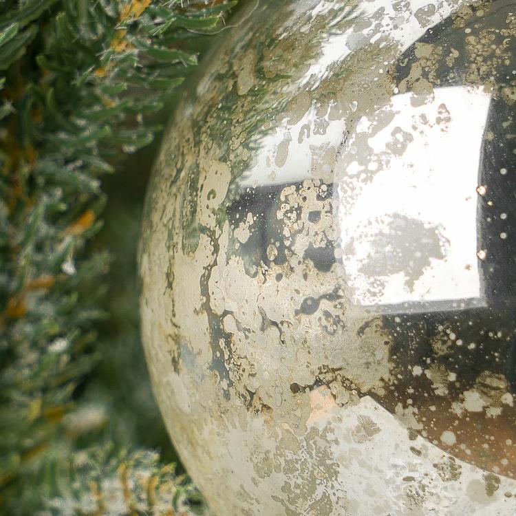 Ёлочный шар со звездой Xmas 4 Inches Antique Silver Top Star 10 cm