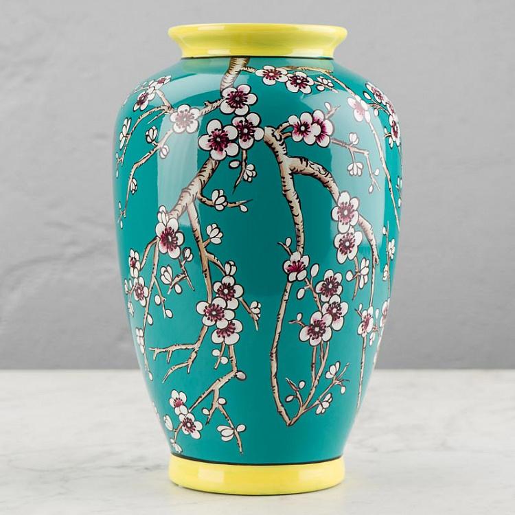 Ваза Сакура бирюзовая с жёлтым Vase Sakura Blue Yellow