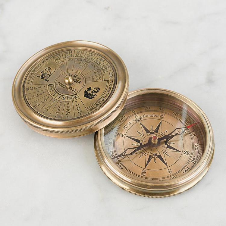 Brass Compass With Calendar