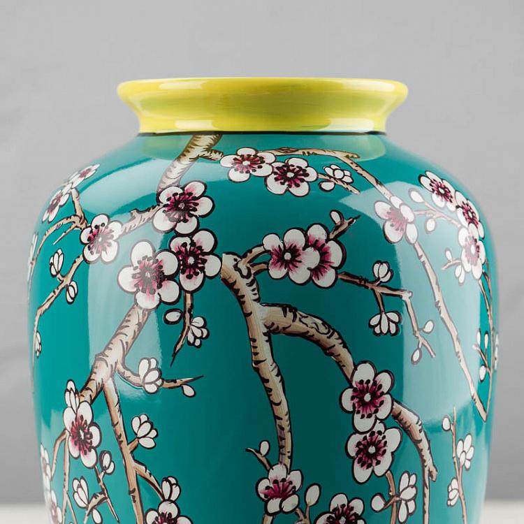Ваза Сакура бирюзовая с жёлтым Vase Sakura Blue Yellow
