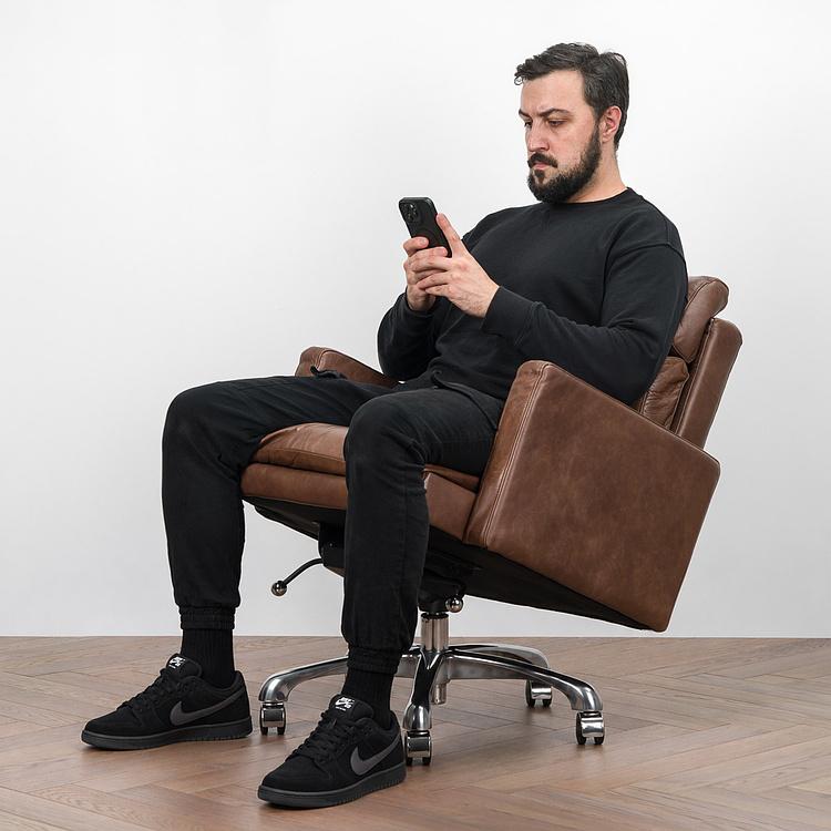Кресло Hemingway Office Chair RM натуральная кожа Brown Franco - ракурс 7