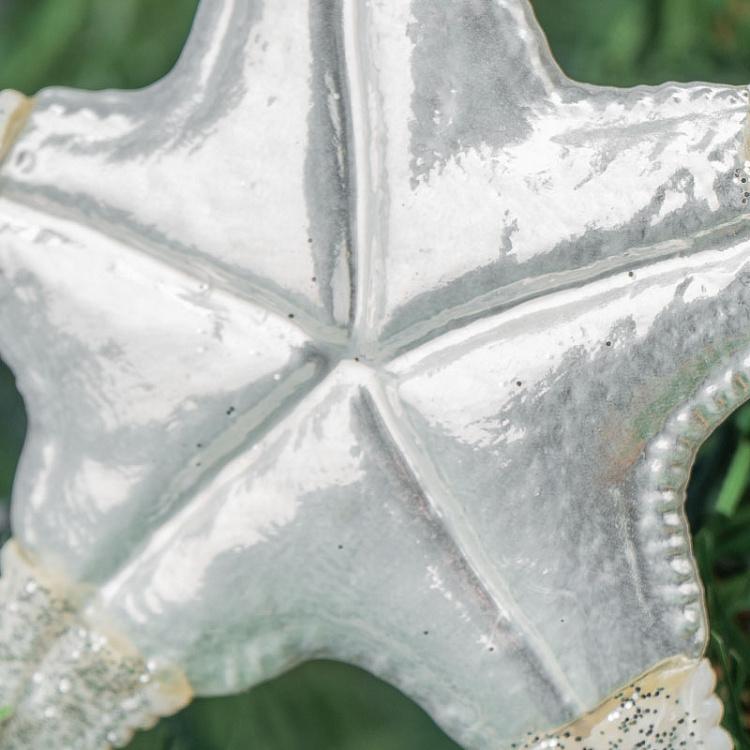 Ёлочная игрушка Морская звезда с жемчугом Glass Pearl Starfish White 12 cm