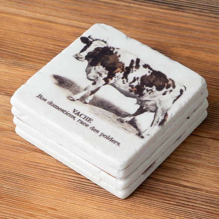 Набор из четырёх подставок под стаканы Коровы Set Of 4 Stone Coasters Cows