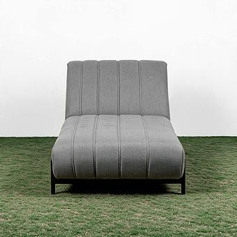 Садовый шезлонг-лежак Luna Lounger, Black акриловая ткань Light Stone - ракурс 2