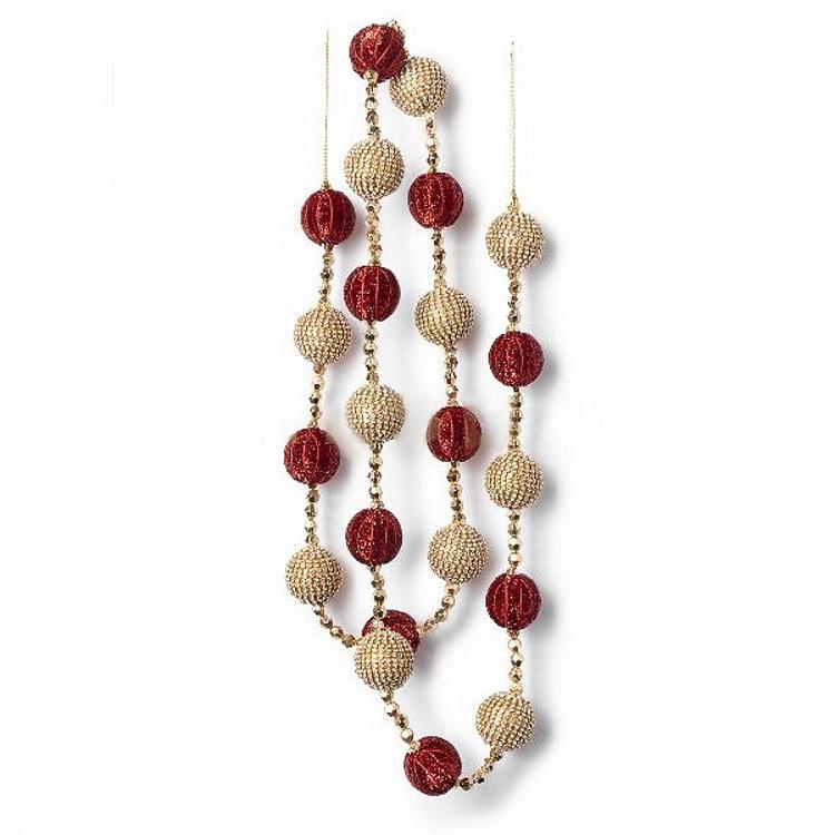 Garland With Balls Gold And Burgundy 182 cm