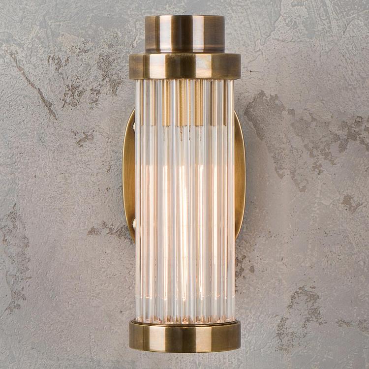 Бра из латуни со стеклянными стержнями Ватсон Watson Wall Lamp Brass Patina And Glass Tubes