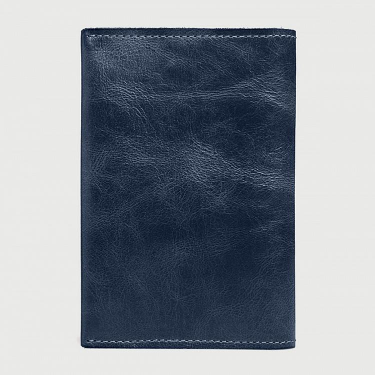 Синяя кожаная обложка для паспорта Passport Cover, Blue Opaco