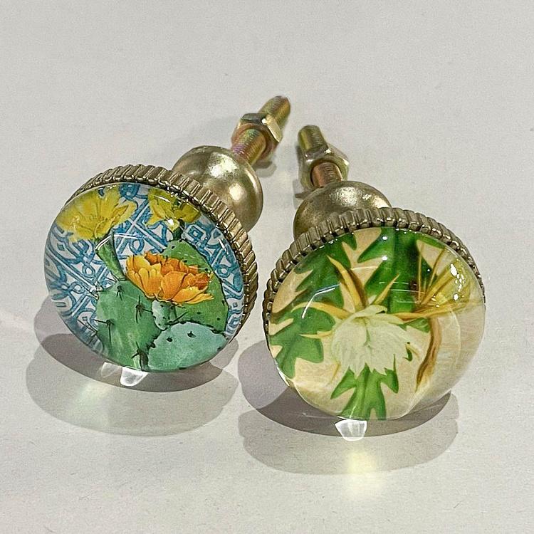 Набор из двух мебельных ручек с цветочным рисунком Set Of 2 Knobs Floral