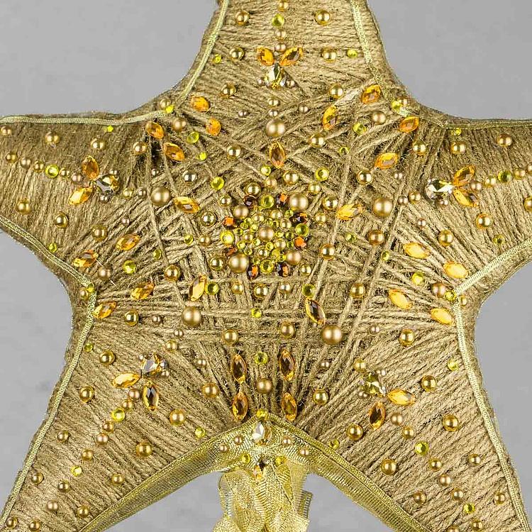 Верхушка на ёлку Золотая звезда со стразами Star Tree Topper Gold With Rhinestones 49 cm