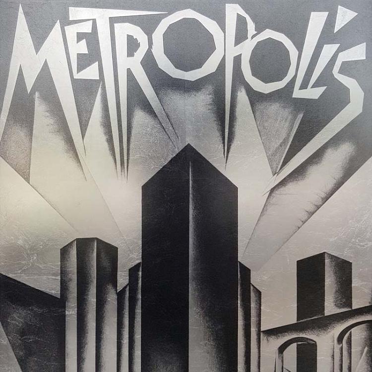 Картина с платиновой поталью и текстом Метрополис, L Metropolis Platinum Text Large