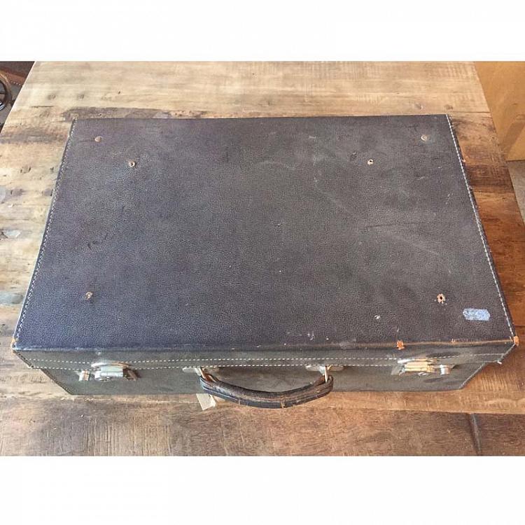 Винтажный чёрный кожаный чемодан 2 Vintage Black Leather Suitcase 2