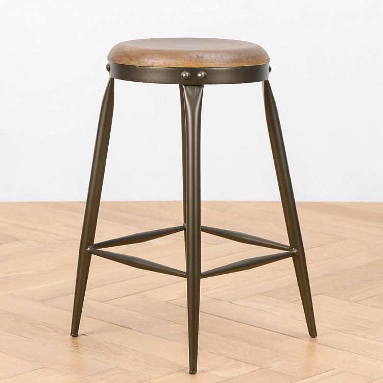 Табурет с деревянным сиденьем Stool Wooden And Metal