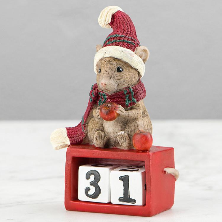 Xmas Mouse On Calendar Red 14,5 cm