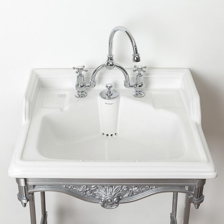 Классическая раковина с подстольем из полированного алюминия Classic Wash Basin And Pedestal Polished Metal