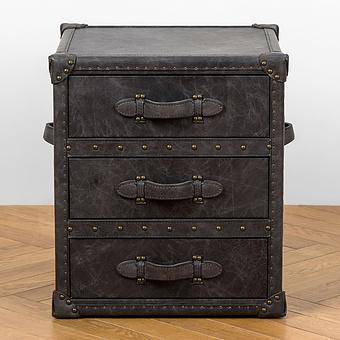 Тумба-сундук Navigator Side Table D натуральная кожа Antique Ebony - ракурс 2