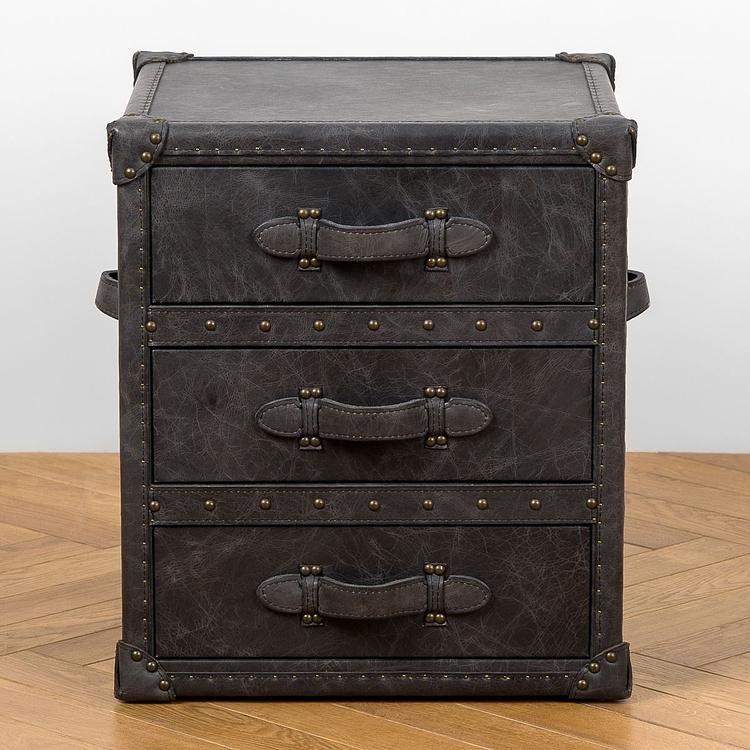Тумба-сундук Navigator Side Table D натуральная кожа Antique Ebony - ракурс 2