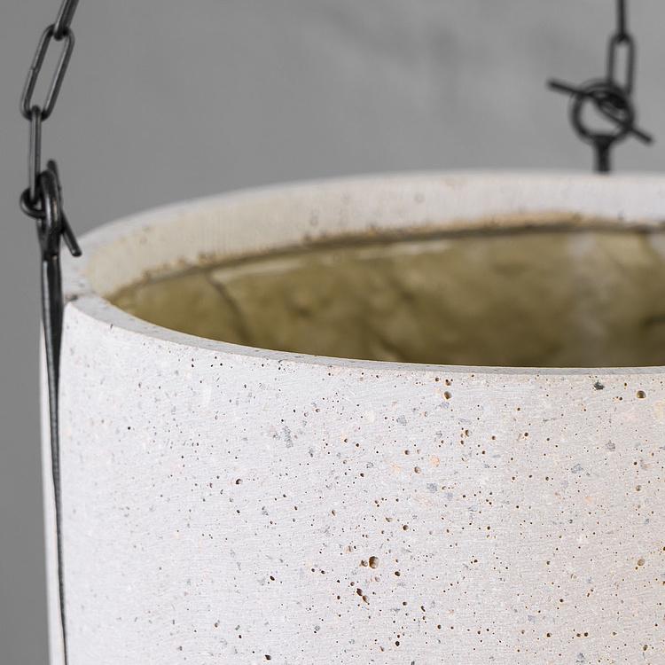 Подвесное серо-белое кашпо-чаша Эффектори Бетон, M Effectory Beton Hanging Bowl White Sand Medium