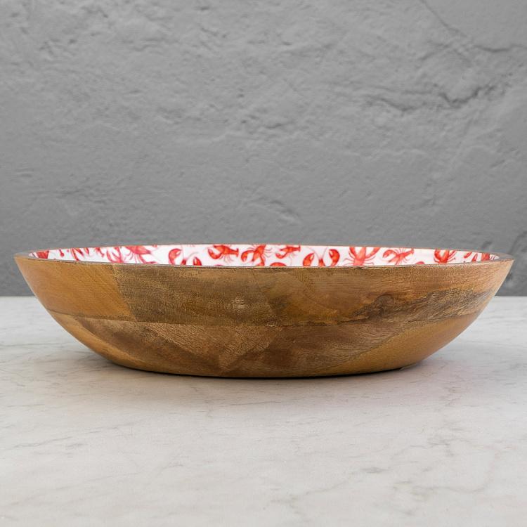 Тарелка-пиала из дерева манго Лобстеры, XL Lobsters Mango Wood Bowl Extra Large