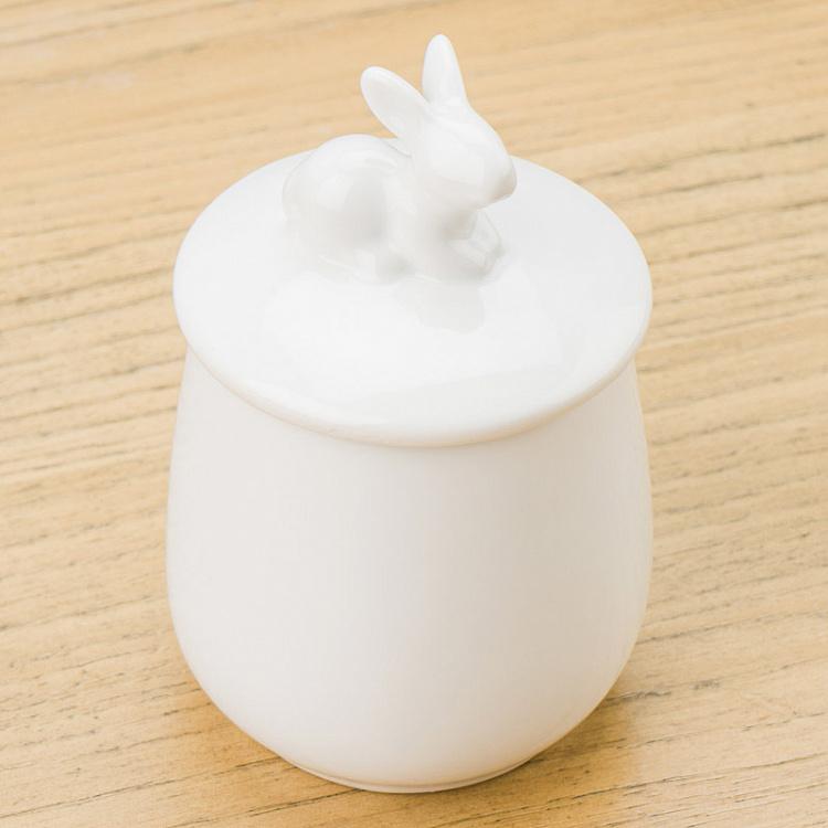 Стакан для ватных дисков с кроликом на крышке Rabbit Cotton Pads Glass With Lid