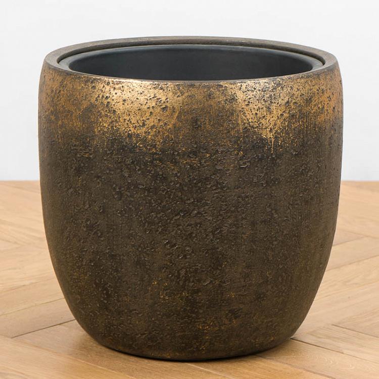 Effectory Metal Bowl Pot Rough Gold Patina Medium