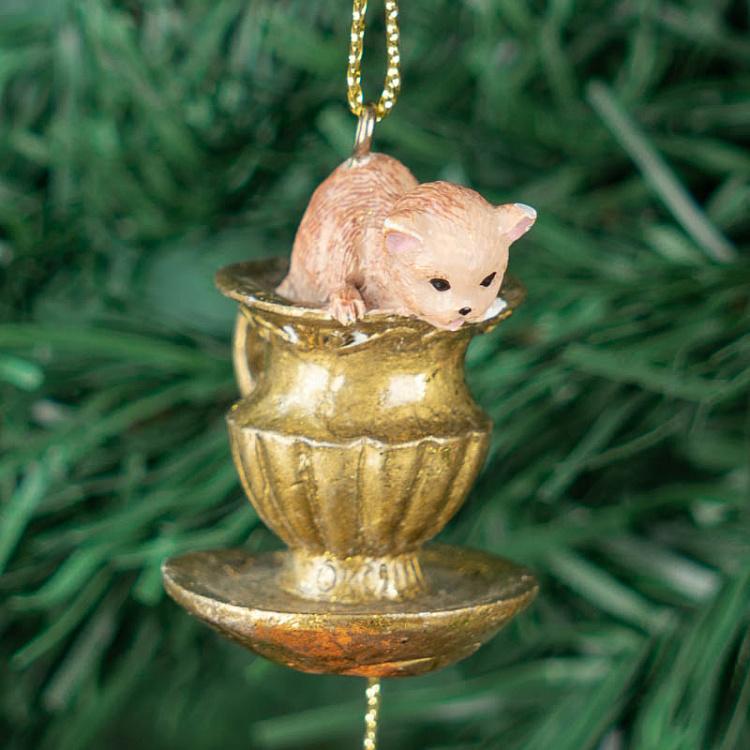 Набор из трёх ёлочных игрушек Коты и мышки Set Of 3 Cinderella Cat Mice Gold 8 cm