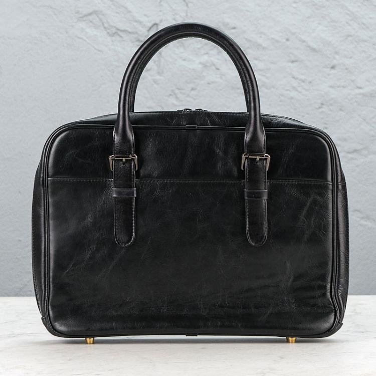 Чёрный кожаный портфель Портфолио Portfolio Briefcase, Bowler Black