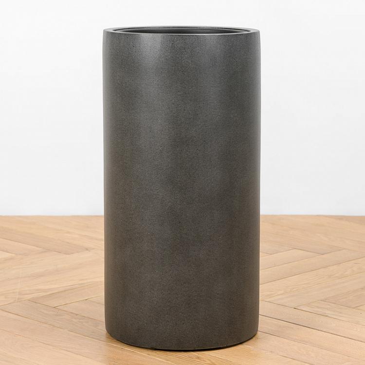 Кашпо Эффектори бетонный цилиндр тёмно-серый, S Effectory Beton Tall Cylinder Pot Dark Gray Small