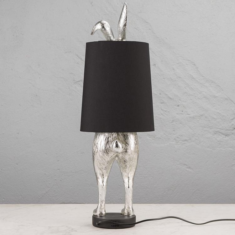 Настольная лампа Робкий кролик с чёрным абажуром Table Lamp Hiding Bunny Black