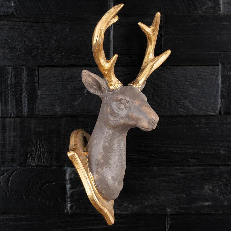 Ёлочная игрушка Бюст оленя серого цвета, L Deer Bust Grey 19 cm