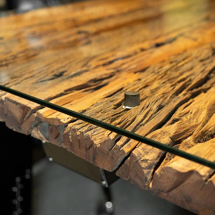 Обеденный стол Тракс со столешницей из закаленного стекла, S Tracks Dining Table With Temp Glass Top Small