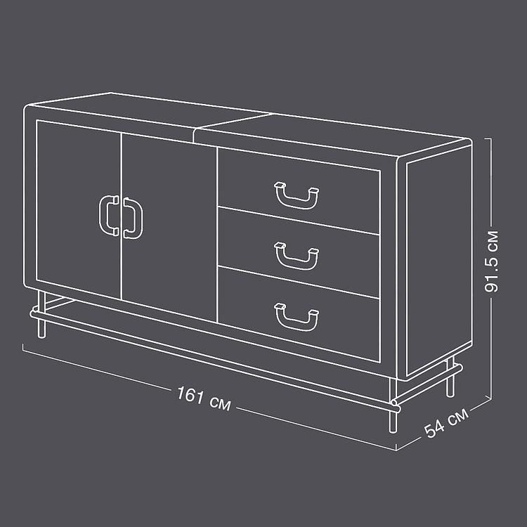 Комод Nyborg Sideboard Cabinet A натуральная кожа Ebony Black - ракурс 18