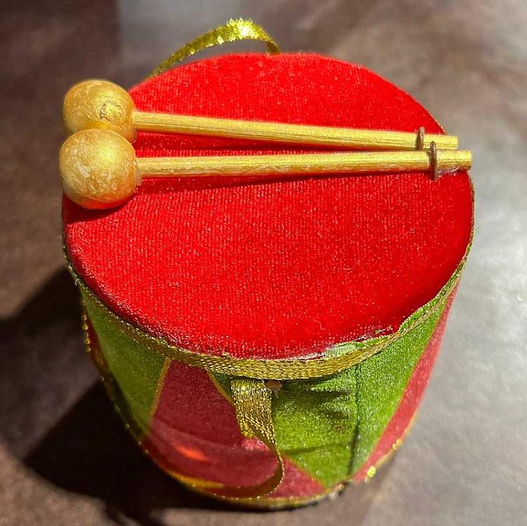 Ёлочная игрушка Красно-зелёный барабан дисконт Red Green Drum 11 cm discount