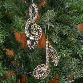 Set Of 2 Wire Jewel Music Note Champagne 14 cm
