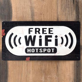 Plaque Metal Free Wifi Hotspot Fond Blanc/Noir