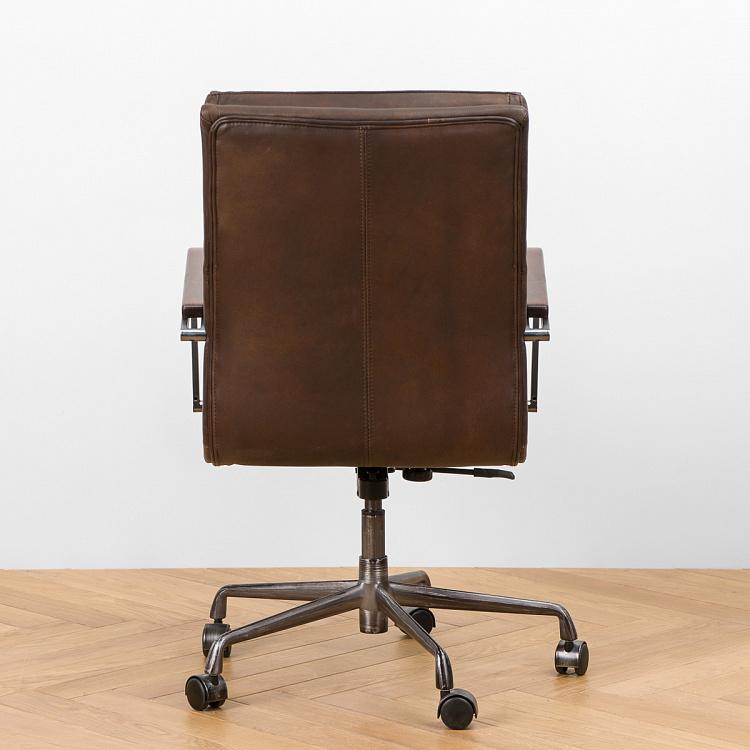 Рабочее кресло Турин, красно-коричневые подлокотники Ufficio Torino Armchair, Red Brown Wood D