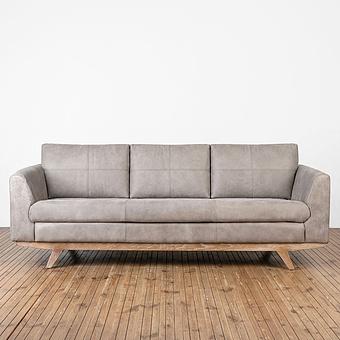 Трёхместный диван Patrick 3 Seater, Oak Sandwashed натуральная кожа Pale Grey - ракурс 2
