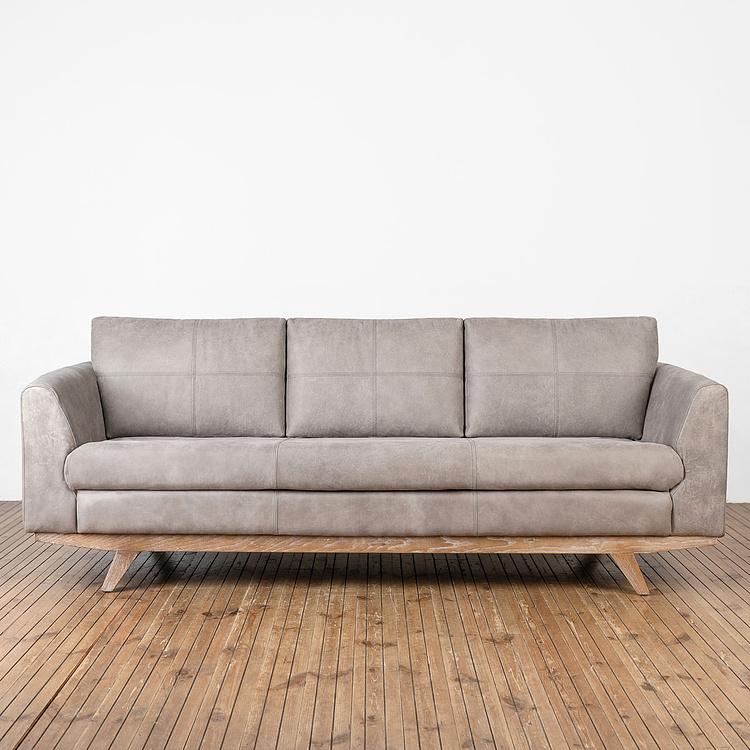 Трёхместный диван Patrick 3 Seater, Oak Sandwashed натуральная кожа Pale Grey - ракурс 2