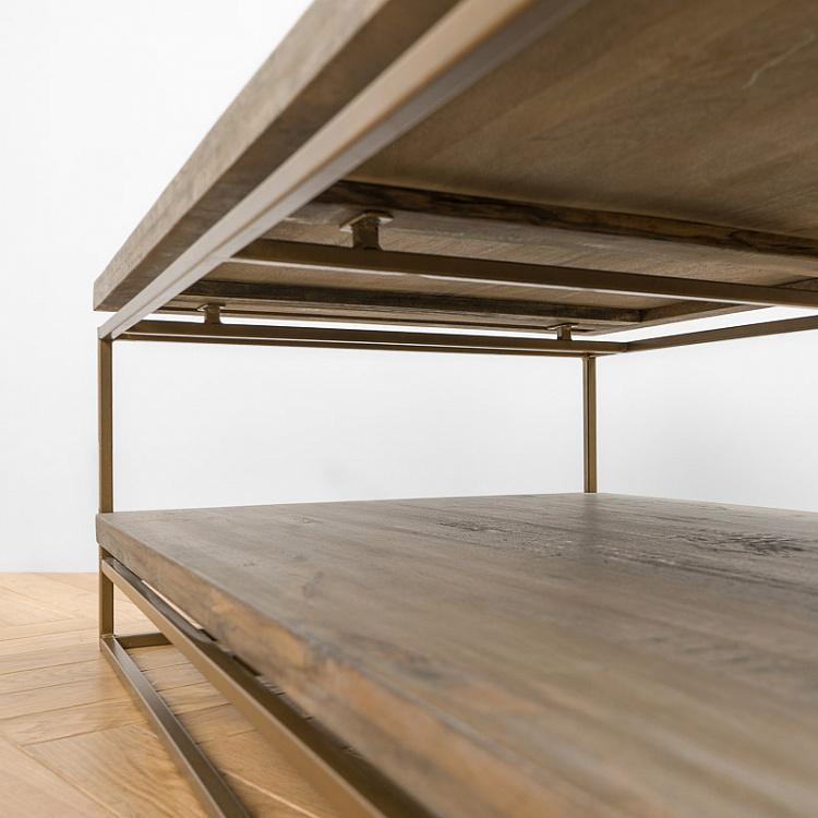 Журнальный стол с полкой из дерева манго Лифт Lift Coffee Table With Shelf Mango Wood