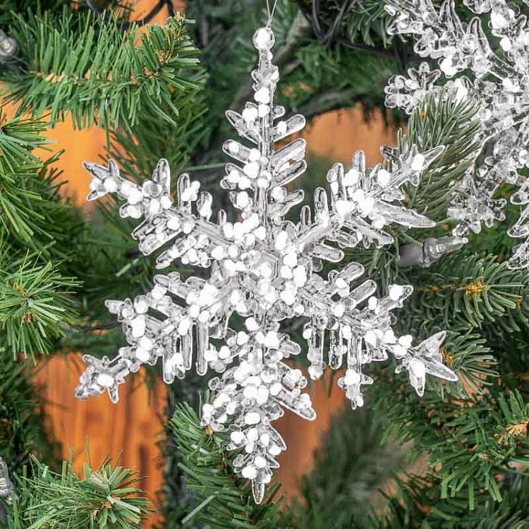 Набор из 2-х ёлочных игрушек Снежинки Set Of 2 Snowflakes Clear 10 cm