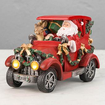 Led Santa And Deer In Xmas Car 25,5 cm