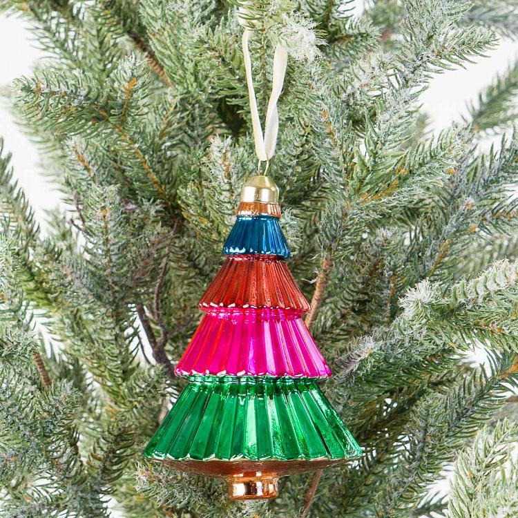 Ёлочная игрушка Разноцветная ёлочка Christmas Tree Ball Multicolored 10 cm